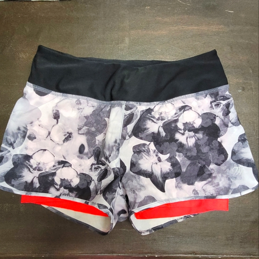 MPG Black & Pink Floral Athletic Shorts Lined Running